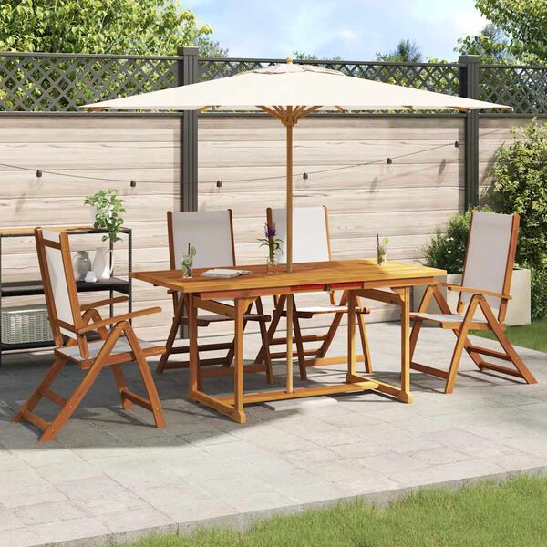 vidaXL Set Pranzo da Giardino 5pz Legno Massello di Acacia e Textilene