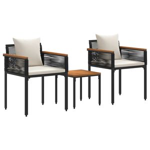 vidaXL Set di Mobili da Esterno Nero e Bianco Crema polyrattan