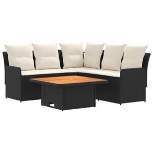vidaXL Set di Mobili 4 pz Nero e Crema Rattan in PE
