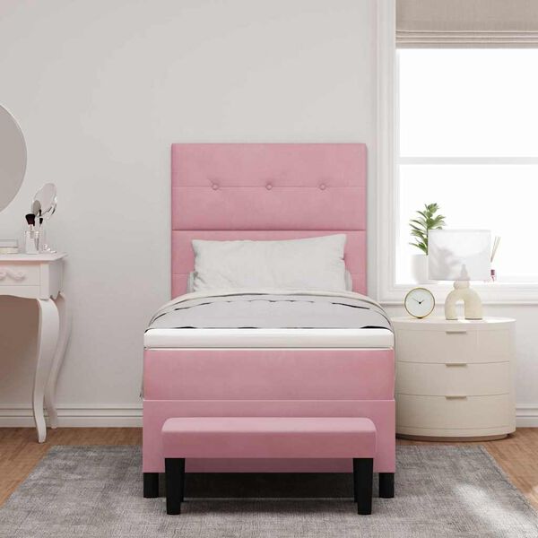 vidaXL Letto a molle con materasso Rosa 100 x 200 cm Velluto