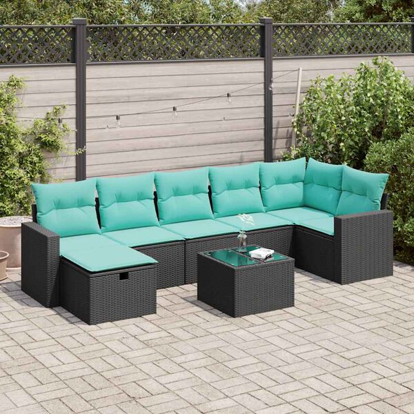 vidaXL Set Divani da Giardino con Cuscini 8 pz Nero in Polyrattan