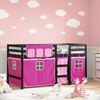 vidaXL Letto a Soppalco con Tende Bambini Rosa 90x200 cm Massello Pino