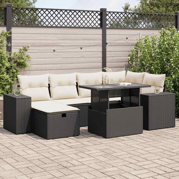 vidaXL Set Divani da Giardino con Cuscini 8 pz Nero in Polyrattan
