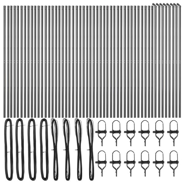 vidaXL Palo della recinzione 52 pcs Grigio 3,2 x 3,2 x 210 cm Acciaio