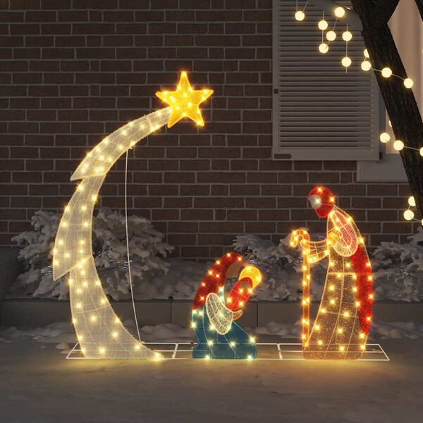 vidaXL Scena del Presepe Bianco caldo 149 x32 x 127.5 cm Poliestere