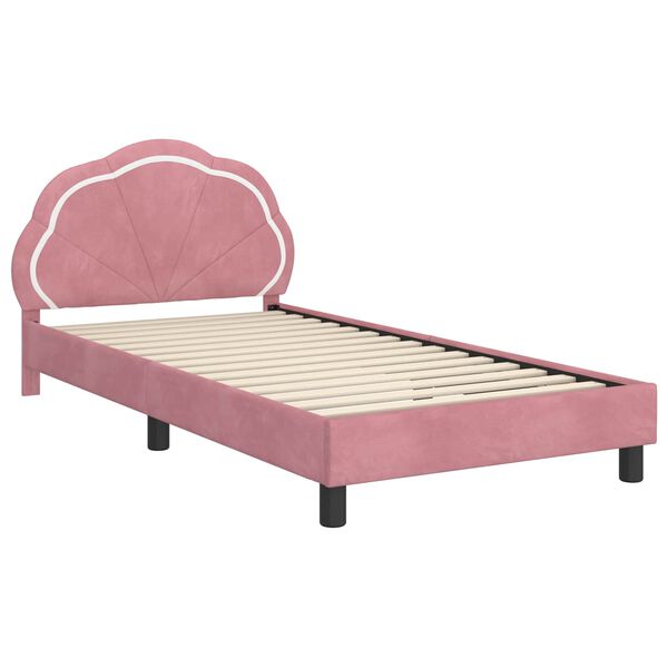 vidaXL Struttura letto bambini con testata Rosa 90 x 190 cm Velluto