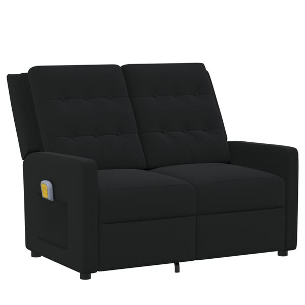 vidaXL Poltrona Massaggiante Reclinabile a 2 Posti Nera in Tessuto