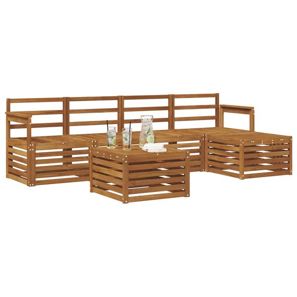 vidaXL Set divani 6 pcs Naturale Legno di Acacia Massello