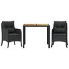 vidaXL Set da Pranzo da Giardino 3 pz con Cuscini Nero in Polyrattan