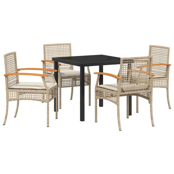 vidaXL Set da Pranzo per Giardino 5 pcs Beige polyrattan