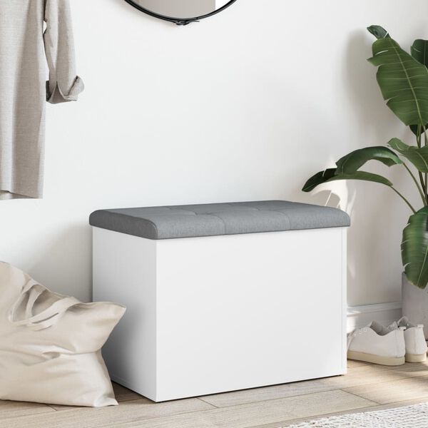 vidaXL Panca contenitore bianca 62x42x45 cm in legno ingegnerizzato