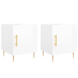 vidaXL Comodini 2 pz Bianco Lucido 40x40x50 cm in Legno Multistrato