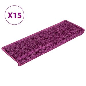 vidaXL Tappetini per scale 15 pz 65x21x4 cm Viola Bordo rettangolare