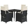 vidaXL Set da Pranzo da Giardino 5 pz Nero con Cuscini in Polyrattan