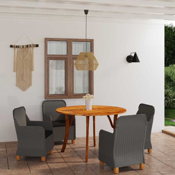 vidaXL Set Mobili da Pranzo per Giardino 5 pz Grigio Scuro