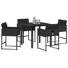 vidaXL Set da Pranzo per Giardino con cuscino 5 pcs Nero polyrattan