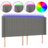 vidaXL Testiera a LED GrigioScuro 163x16x118/128cm inTessuto