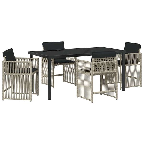 vidaXL Set da Pranzo per Giardino 5 pcs Grigio chiaro polyrattan