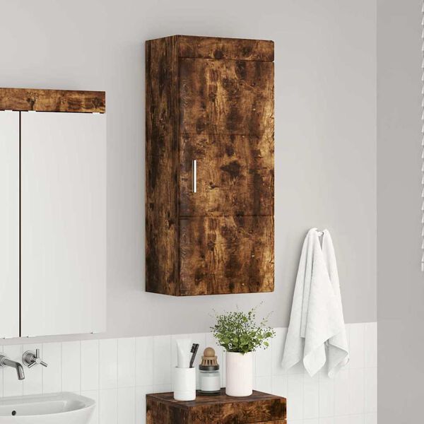 vidaXL Armadio da bagno a muro TULUM Rovere fum&eacute; 37 x 24,5 x 86 cm