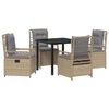 vidaXL Set da Pranzo per Giardino 5 pz Beige e Grigio Chiaro