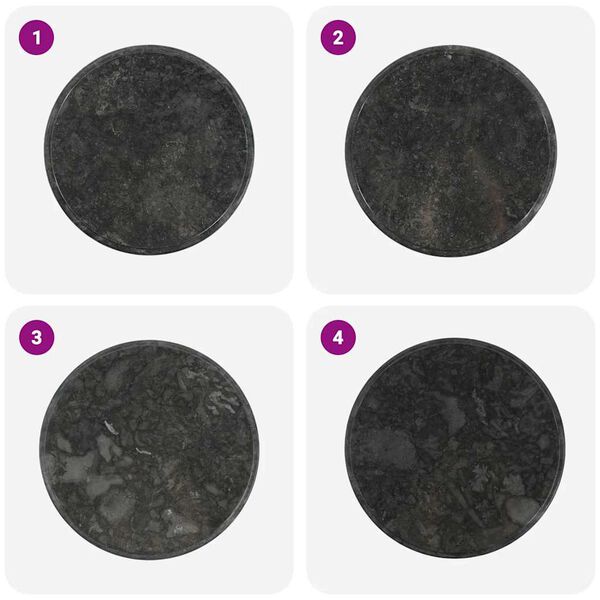 vidaXL Piano per Tavolo Nero &Oslash;60x2,5 cm in Marmo