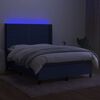 vidaXL Letto a Molle con Materasso e LED Blu 140x190 cm in Tessuto