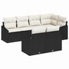 vidaXL Set di divani 7 pz Nero polyrattan