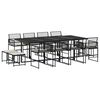 vidaXL Set da Pranzo da Giardino 13pz con Cuscini Nero in Polyrattan