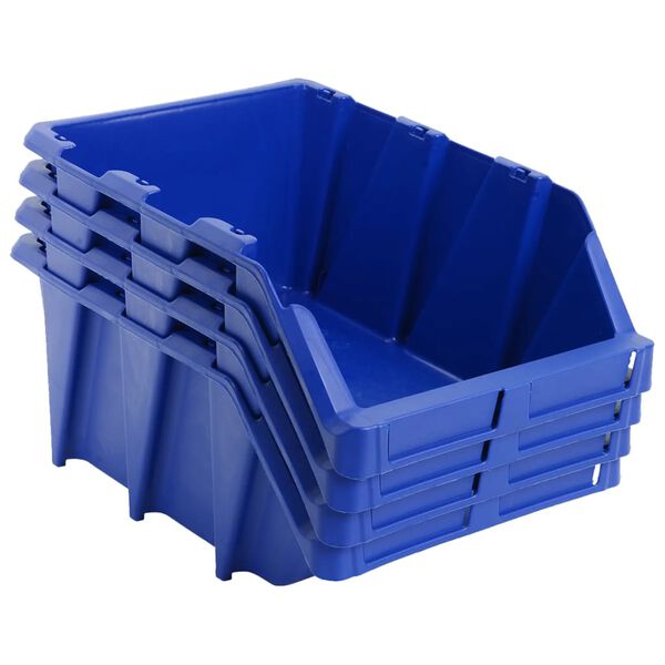 vidaXL Contenitori Portaoggetti Impilabili 35 pz 218x360x156 mm Blu
