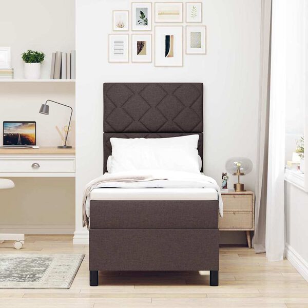 vidaXL Letto a molle con materasso Marrone Scuro 80 x 200 cm Tessuto