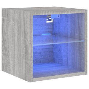 vidaXL Mobile TV a Parete con Luci LED Grigio Sonoma 30x28,5x30 cm