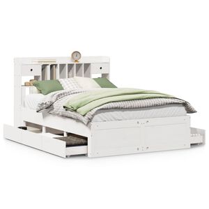 vidaXL Letto Libreria senza Materasso Bianco 160x200 cm Legno di Pino