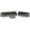 vidaXL Set Divani da Giardino 8 pz con Cuscini in Polyrattan Grigio