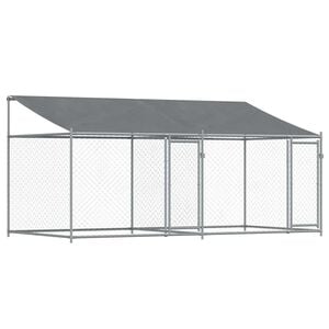 vidaXL Gabbia Cani con Tetto e Porte Grigia 4x2x2 m in Acciaio Zincato