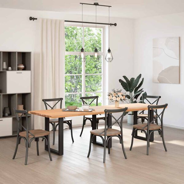 vidaXL Gambe per tavolo da pranzo a forma di U 3 pz nere 70x(72-73) cm in acciaio