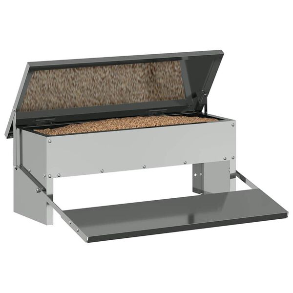vidaXL Mangiatore a Pedale per Pollo Argento 48,5 x 39,5 x 19 cm