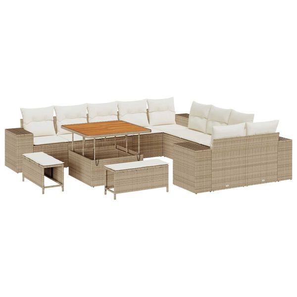 vidaXL Set Divano da Giardino con cuscino 13 pcs Beige polyrattan