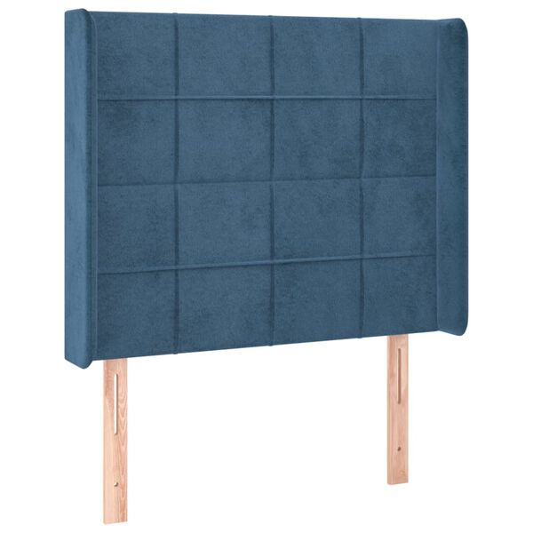 vidaXL Testiera ad Orecchio Blu Scuro 93x16x118/128 cm in Velluto