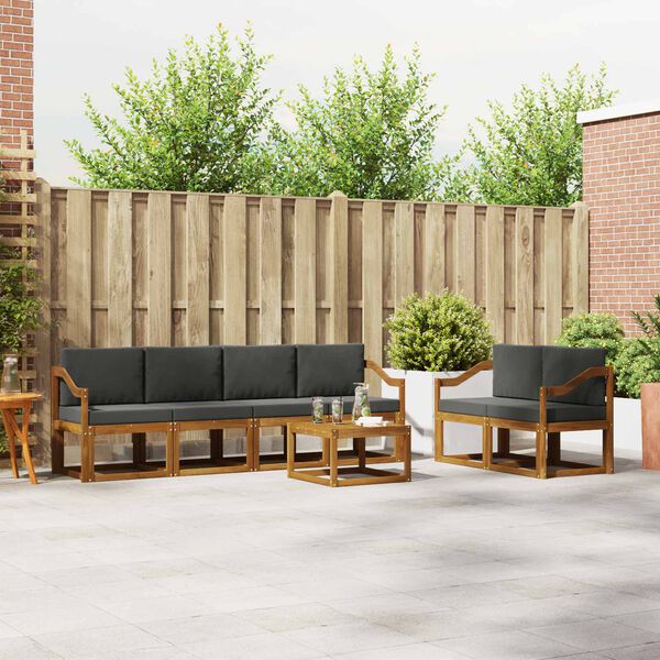 vidaXL Set di divani da esterno con cuscino 7 pcs Naturale e Antracite