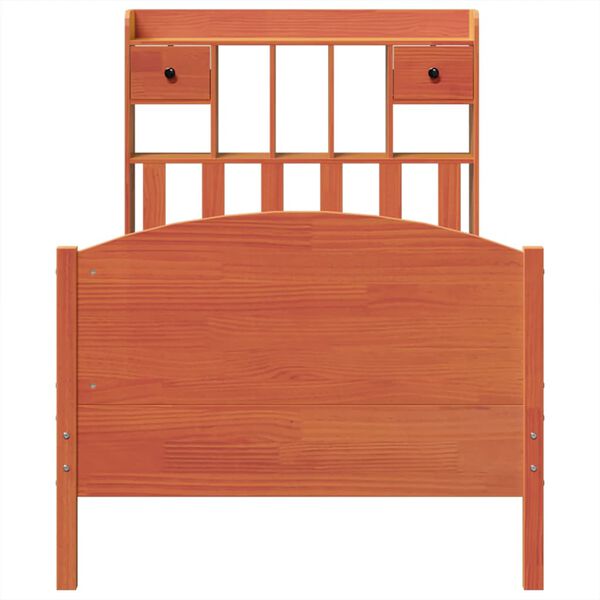vidaXL Letto Libreria senza Materasso Marrone Cera 75x190 cm in Pino