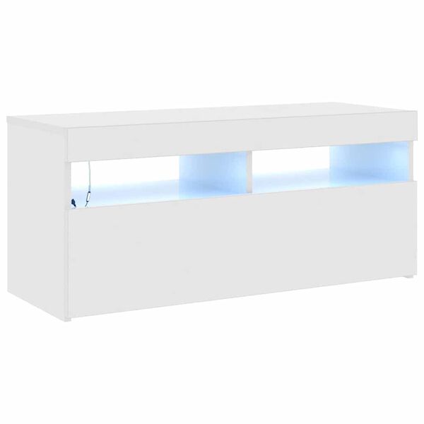 vidaXL Mobile Porta TV con Luci LED Bianco Lucido 90x35x40 cm