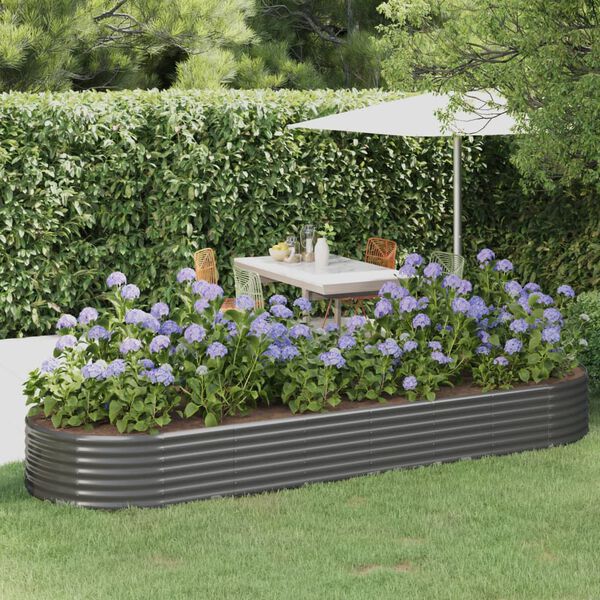 vidaXL Letto Giardino Acciaio Zincato 322x100x36cm Grigio