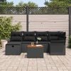 vidaXL Set Divano da Giardino con cuscino 7 pcs Nero Poly Rattan