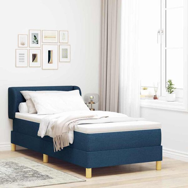 vidaXL Letto a molle con materasso Blu 90 x 190 cm Tessuto