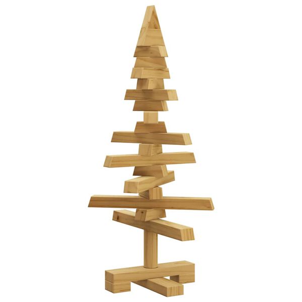 vidaXL Albero di Natale in legno Marrone 60 cm Legno di pino massello