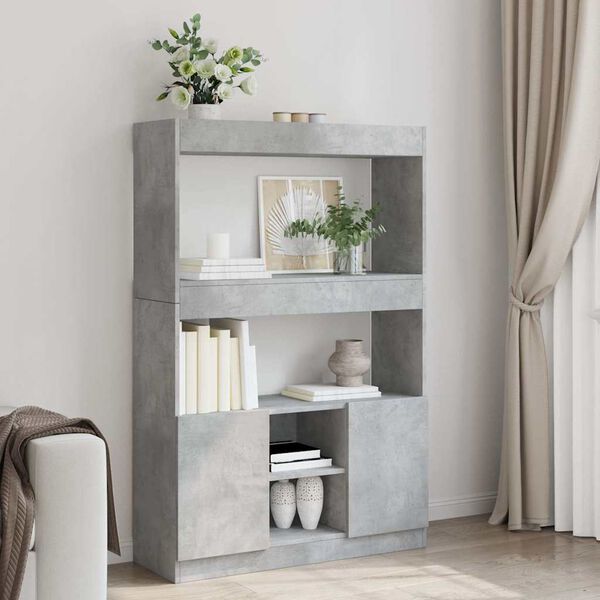 vidaXL Credenza Grigio Cemento 92x33x140 cm in Legno Multistrato