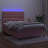 vidaXL Letto a Molle con Materasso e LED Rosa 140x200 cm in Velluto
