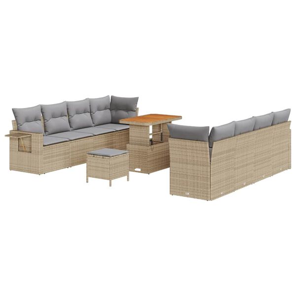 vidaXL Set Divano da Giardino 11 pcs Beige e Grigio Chiaro polyrattan