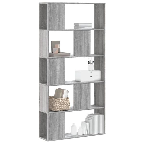 vidaXL Libreria 5 Ripiani Grigio Sonoma 80,5x23,5x162,5cm Multistrato