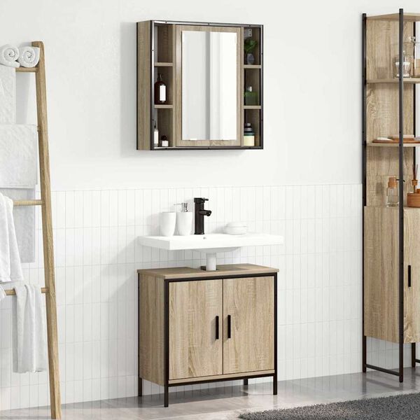 vidaXL Set di mobili per il bagno 2 pcs Marrone Legno multistrato